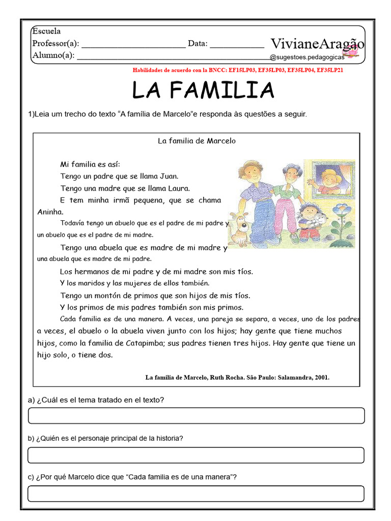 Actividades sobre la familia y su estructura | PDF