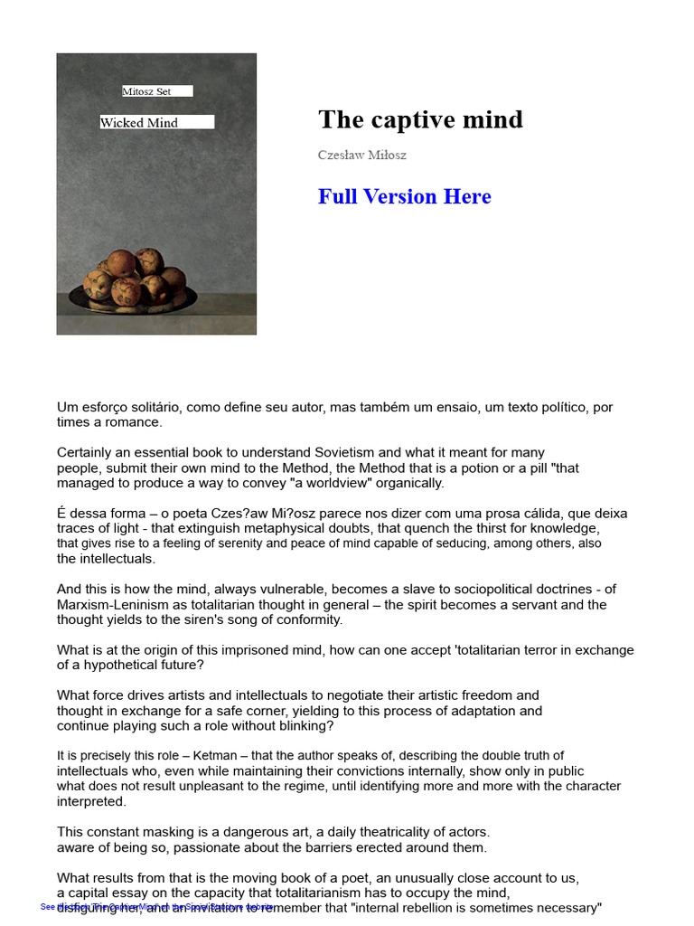 The Captive Mind: Full Version Here | PDF