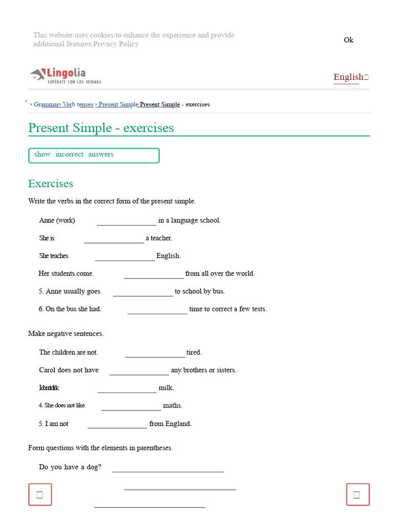 Present Simple Grammar Exercises | PDF