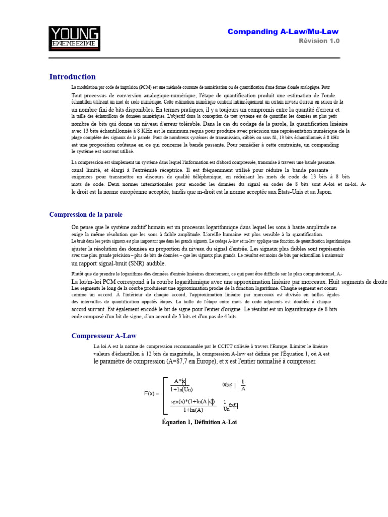 Companding A-Law et Mu-Law expliqués | PDF | Bit | Technologie numérique