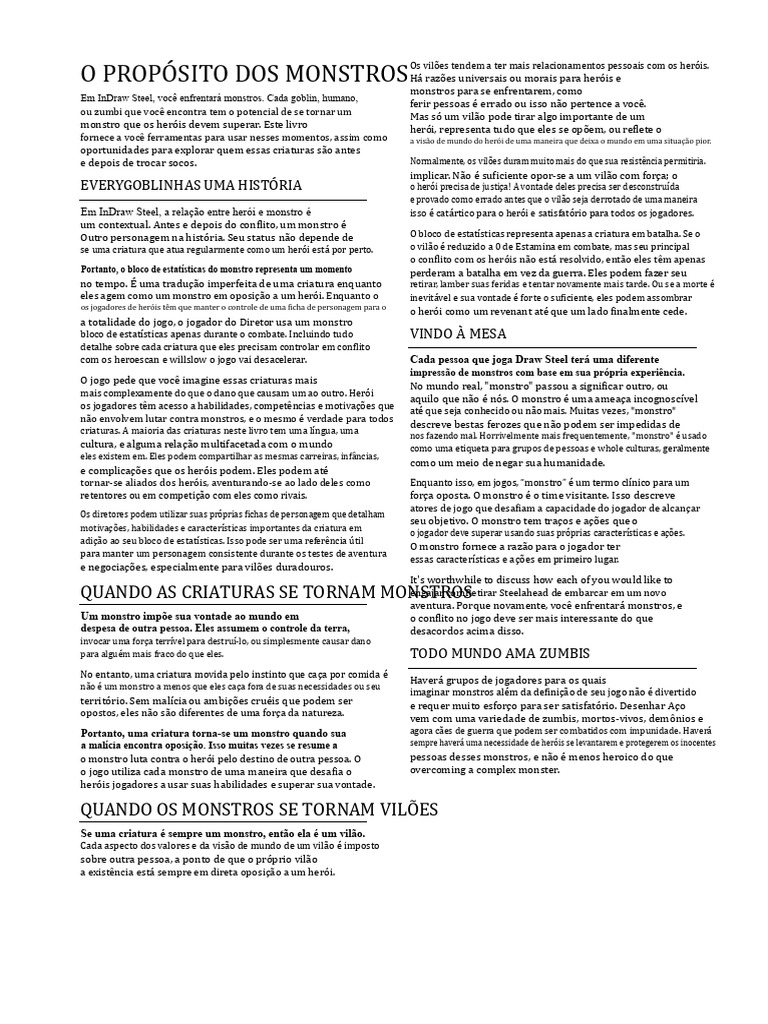 Vilões e Monstros em InDraw Steel | PDF | Monstros | Herói
