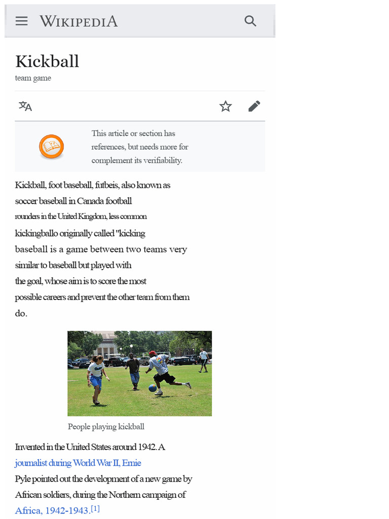 Kickball - Wikipedia, the free encyclopedia | PDF