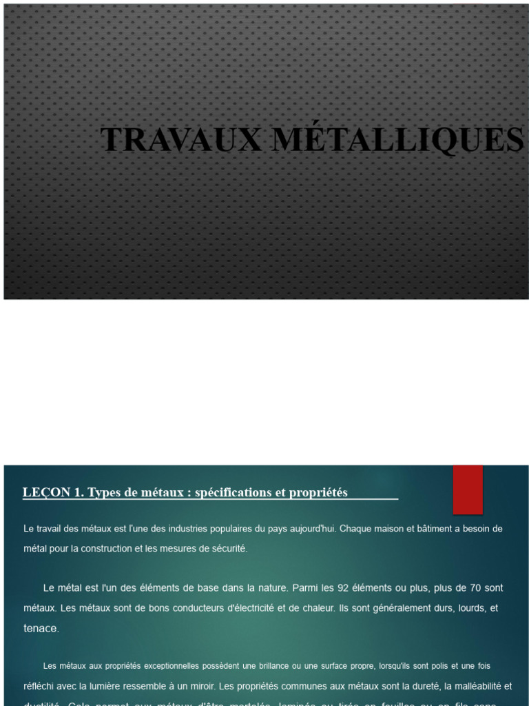 Types de métaux et outils en métallurgie | PDF | Métaux | Fer