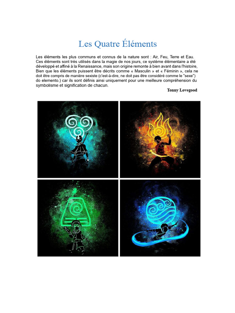 Les Quatre Éléments : Air, Feu, Terre, Eau | PDF | Feu