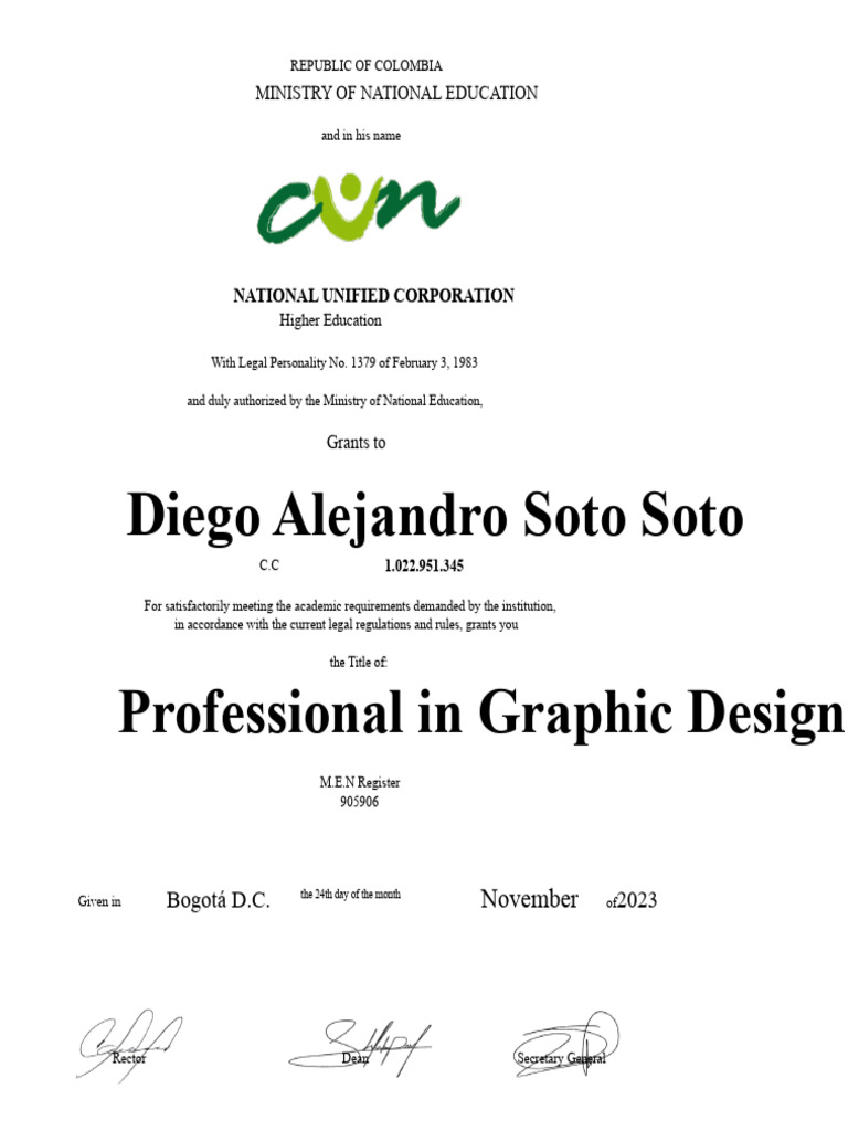 Graphic Design Degree Certificate Colombia | PDF