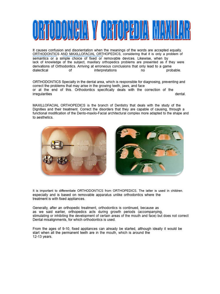 Difference Between Orthodontics and Maxillofacial Orthopedics | PDF ...