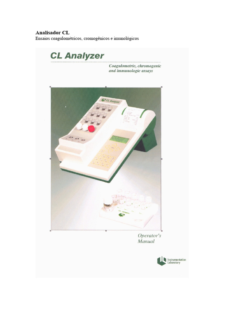 Manual do Analisador CL: Instruções e Uso | PDF | Impressora ...