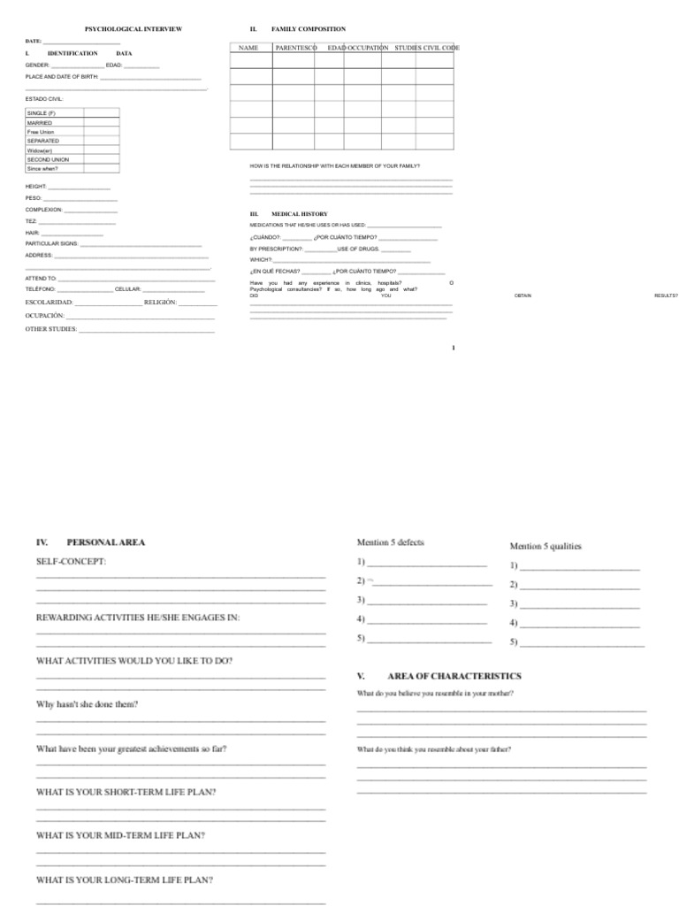 CLINICAL INTERVIEW FORMAT | PDF | Health Care | Psychology