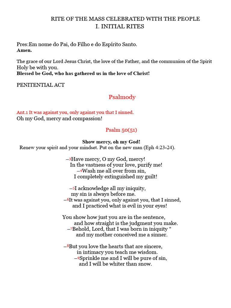 Mass Rite with Penitential Act | PDF | Lord's Prayer | Jesus