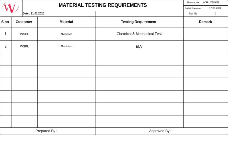 Aluminium Material Testing Guidelines | PDF