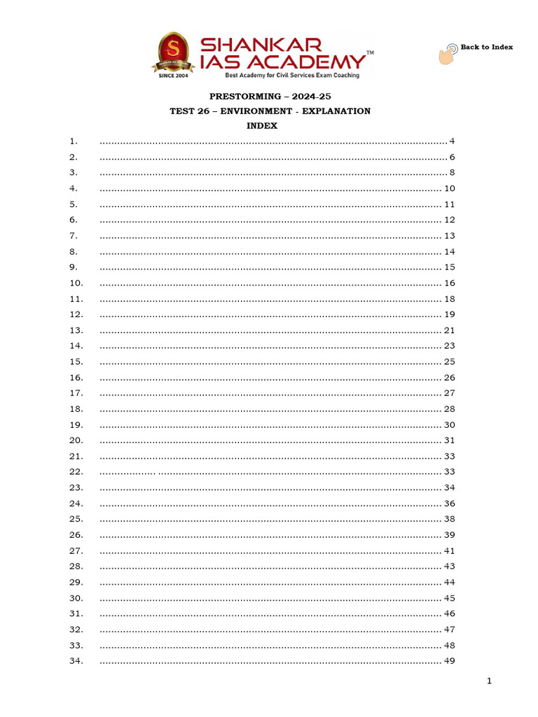 SHANKAR IAS Prelims 2025 Test 26 Solutions | PDF | Food Web | Biomass ...