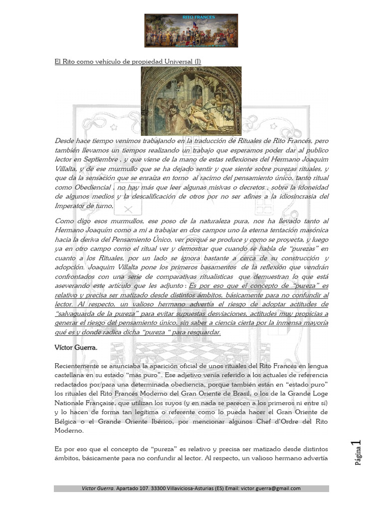El Rito Como Vehículo de Propiedad Universal | PDF | Masonería | Rituales