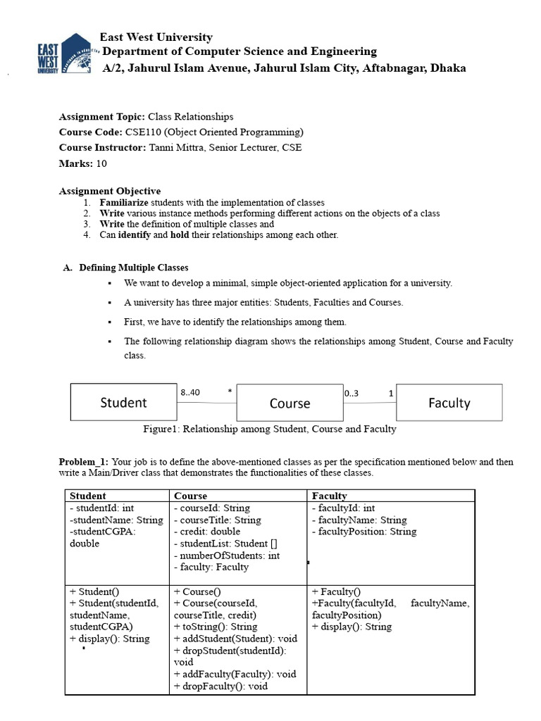 Class Relationships in OOP Assignment | PDF | Class (Computer ...
