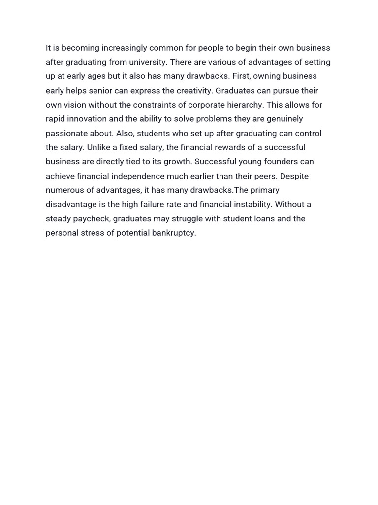 Pros and Cons of Young Entrepreneurship | PDF