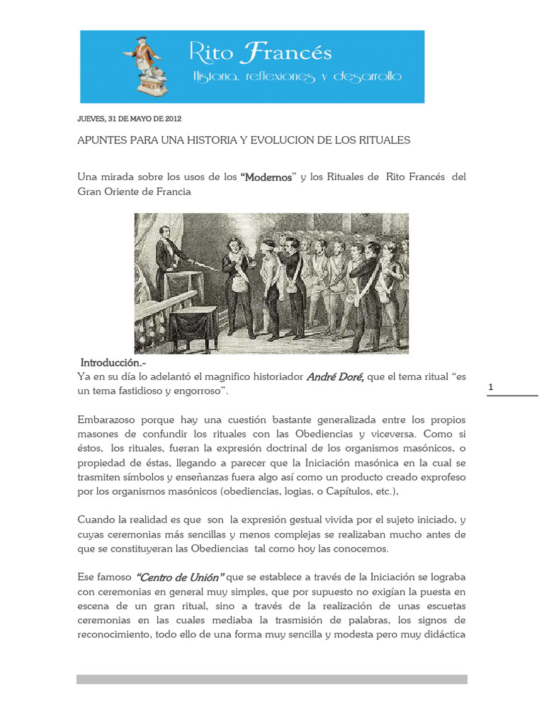 Historia y Evolución de los Rituales Masónicos | PDF | Masonería | Rituales