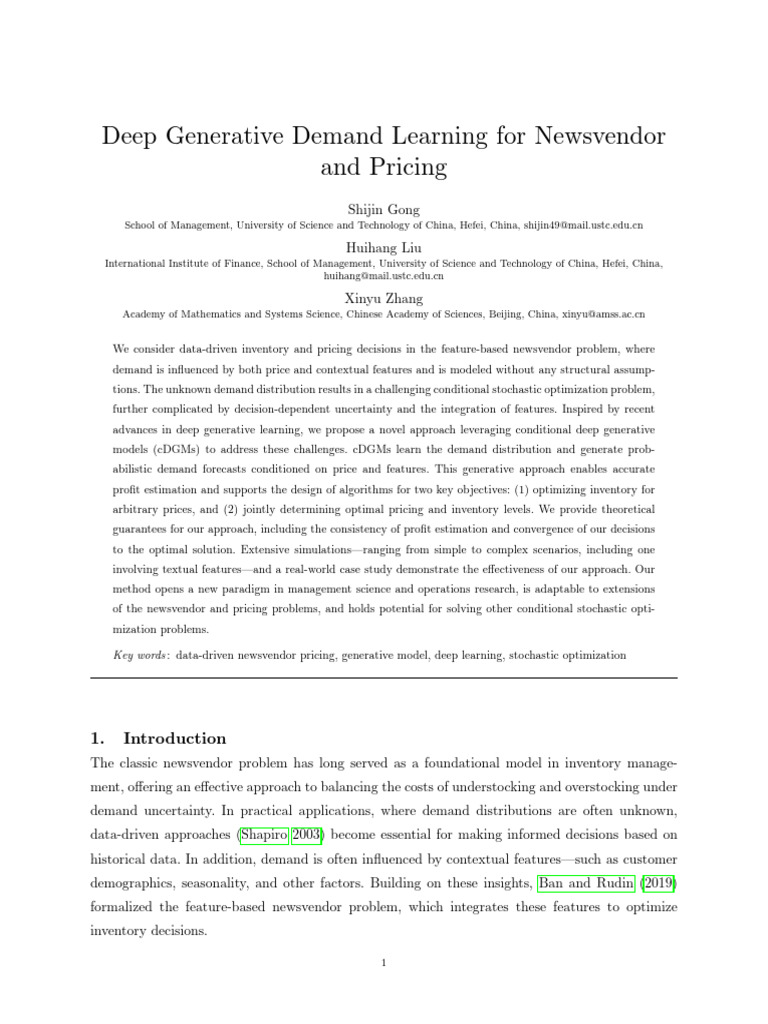 Deep Learning for Newsvendor Pricing Optimization | PDF | Deep Learning ...