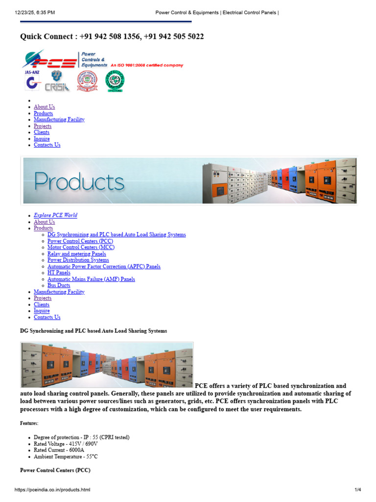 DG Synchronizing Control Panels Solutions | PDF | Electrical ...