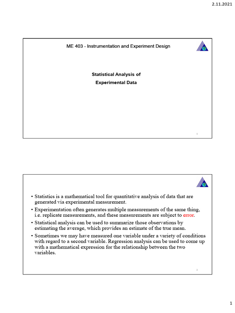 Statistical Analysis in Experiment Design | PDF | Standard Deviation ...