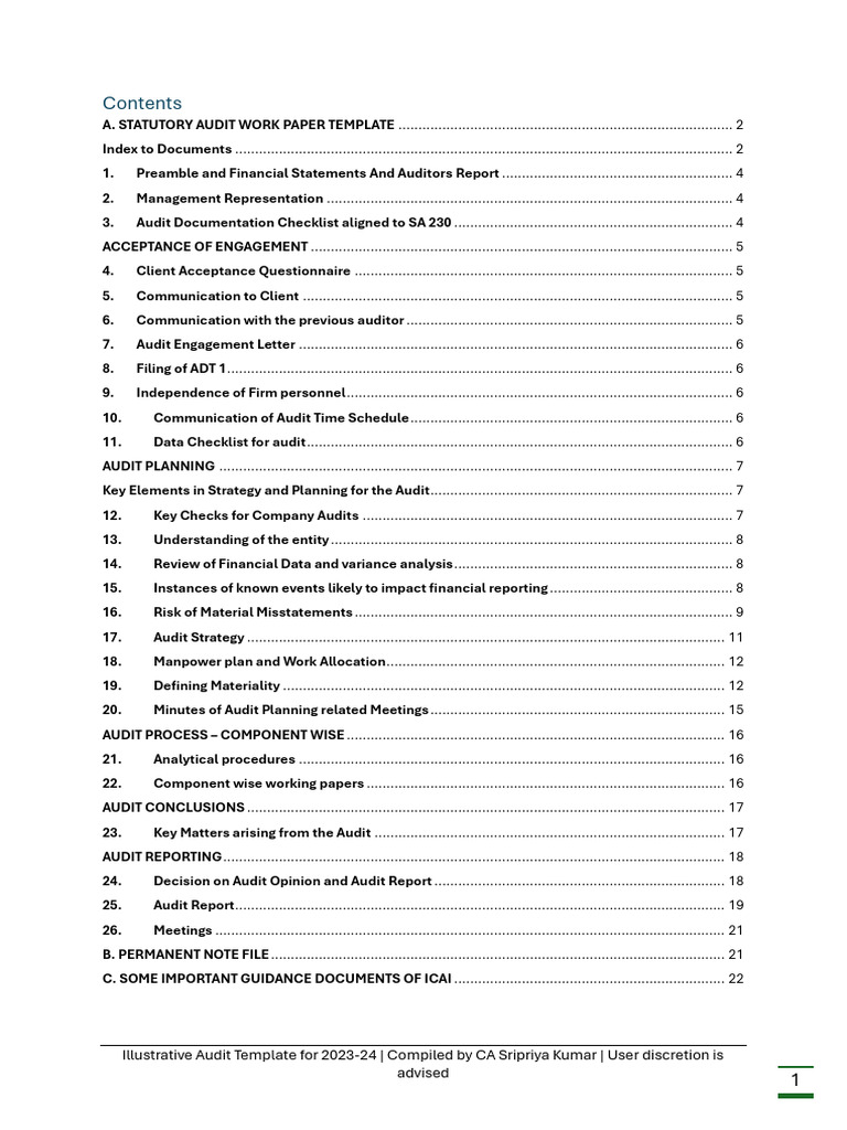 2023-24 Statutory Audit Template Guide | PDF | Audit | Auditor's Report