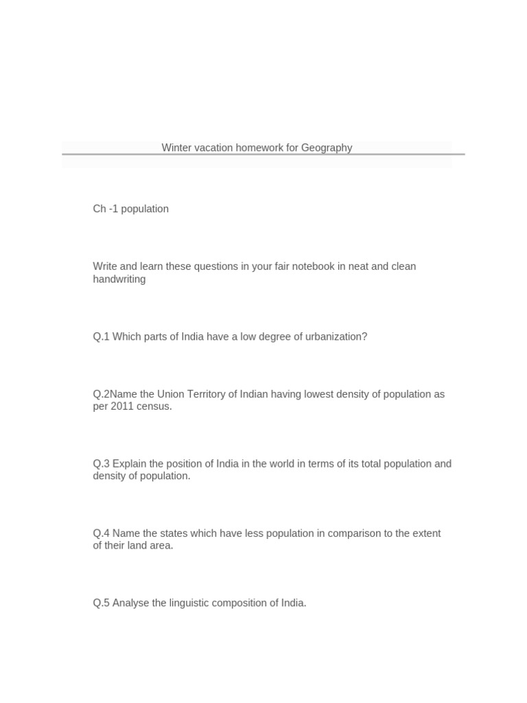 NCERT Geography Homework Class 3-12 | PDF