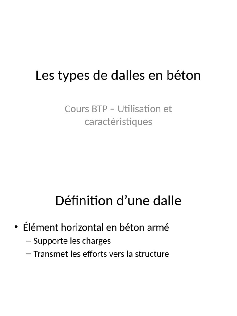 Types de dalles en béton et caractéristiques | PDF