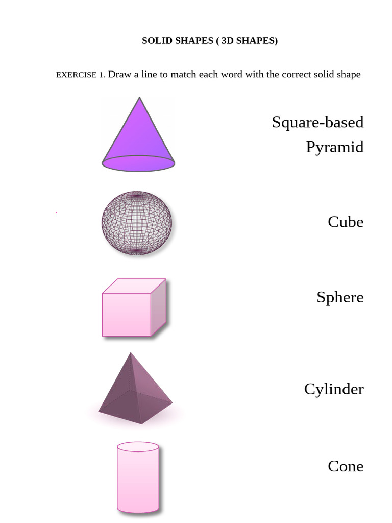 Solid Shapes: 3D Geometry Exercises | PDF