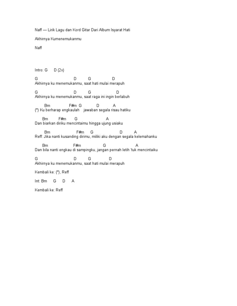 Lirik Lagu Naff Akhirnya Ku Menemukanmu Cari Pembahasannya