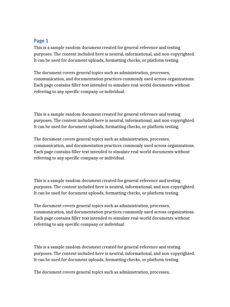 Sample Document for Testing Purposes | PDF | Document | Written ...