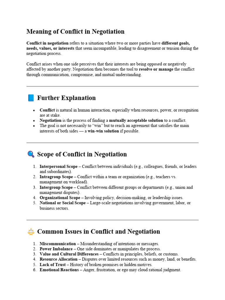 Understanding Conflict in Negotiation | PDF | Negotiation | Conflict ...