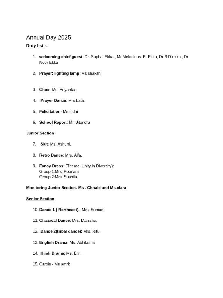 Annual Day 2025 Event Schedule | PDF