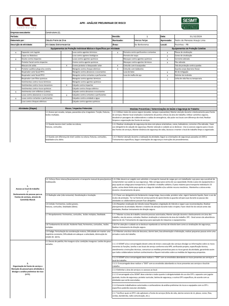 Análise de Risco e Segurança do Trabalho | PDF | Tráfego | Mitigação ...