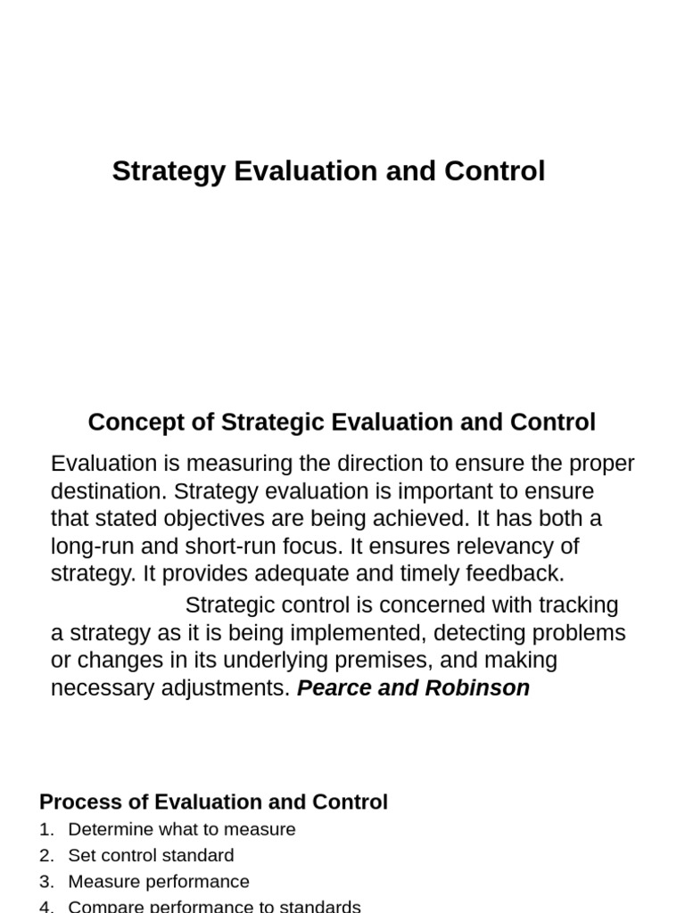 Strategic Evaluation and Control Guide | PDF | Evaluation | Strategic ...