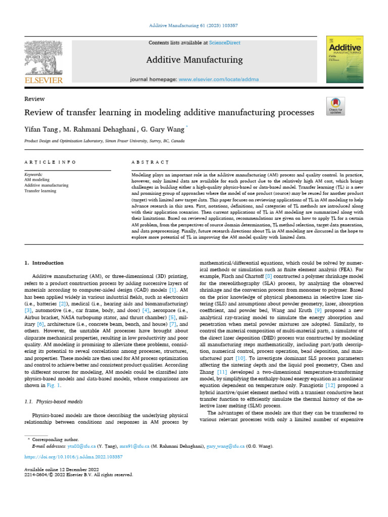 Transfer Learning in Additive Manufacturing | PDF | Machine Learning ...
