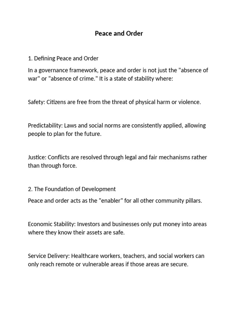 Peace and Order | PDF | Governance | Violence
