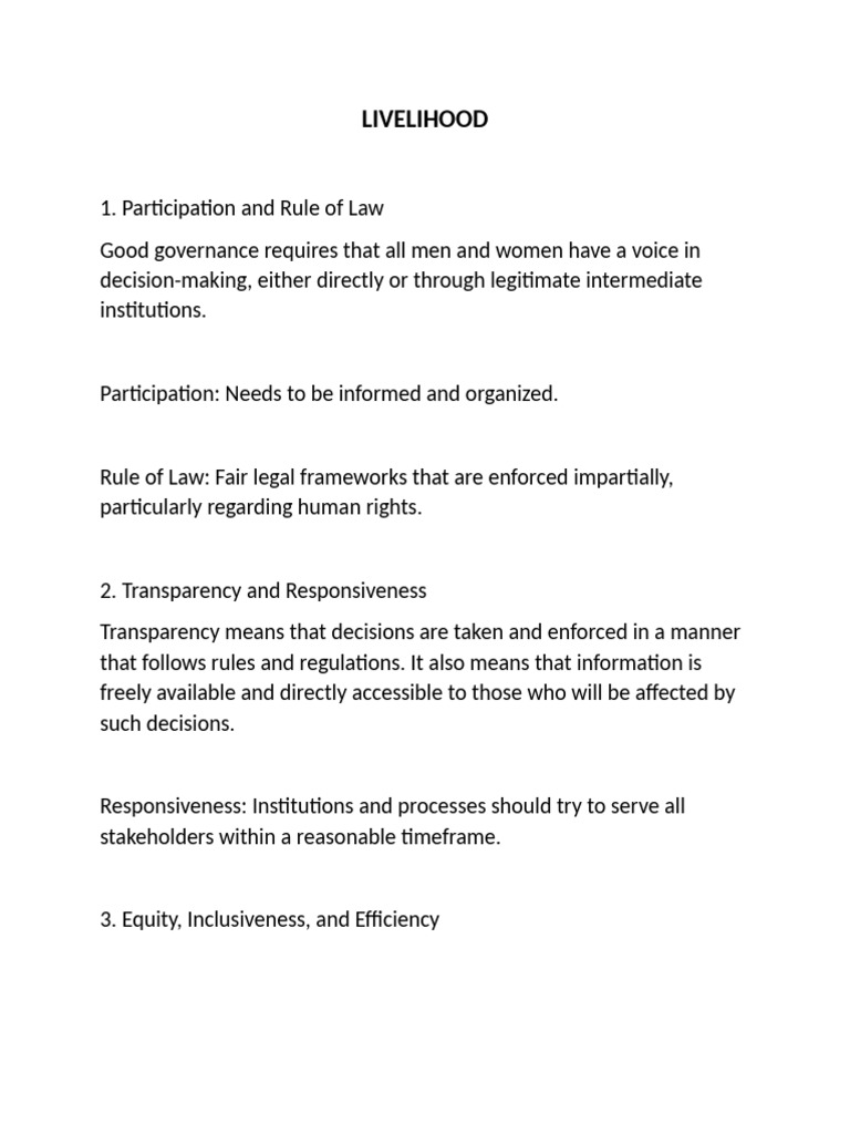 Principles of Good Governance Explained | PDF