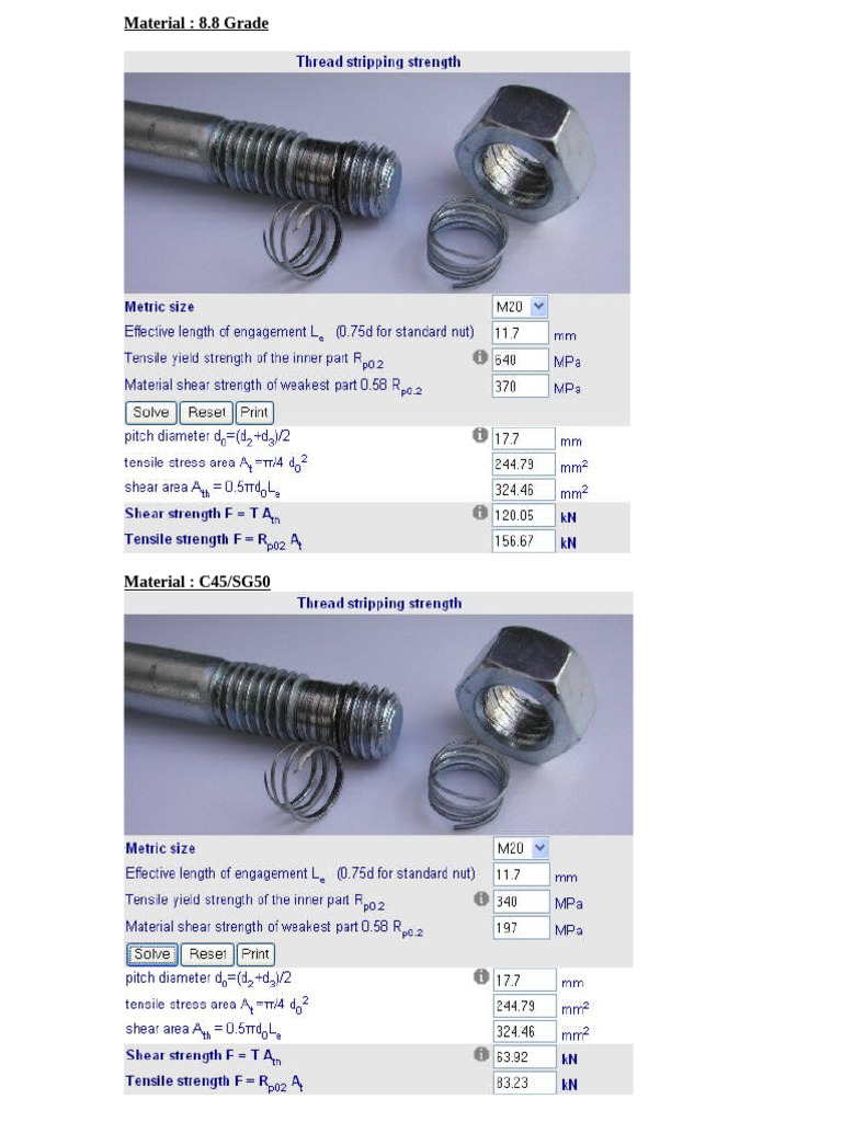 Bolt Strength Calculation | PDF