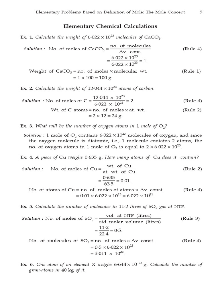 Essential Mole Calculations in Chemistry | PDF | Mole (Unit) | Molecules