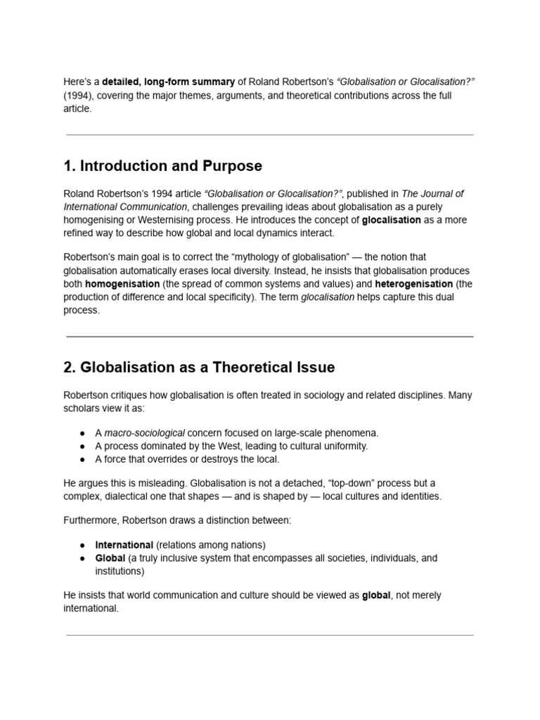 Globalisation vs Glocalisation Explained | PDF | Globalization | Modernity