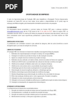 Oportunidade de Emprego - Meteorologia