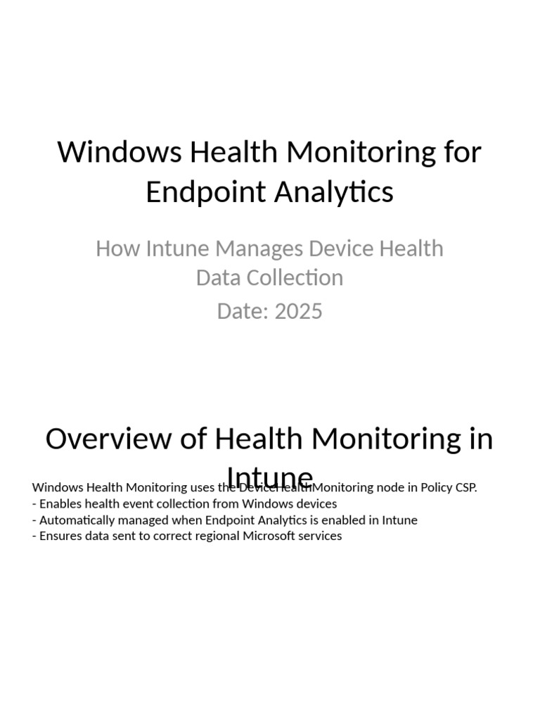 Windows Health Monitoring in Intune | PDF