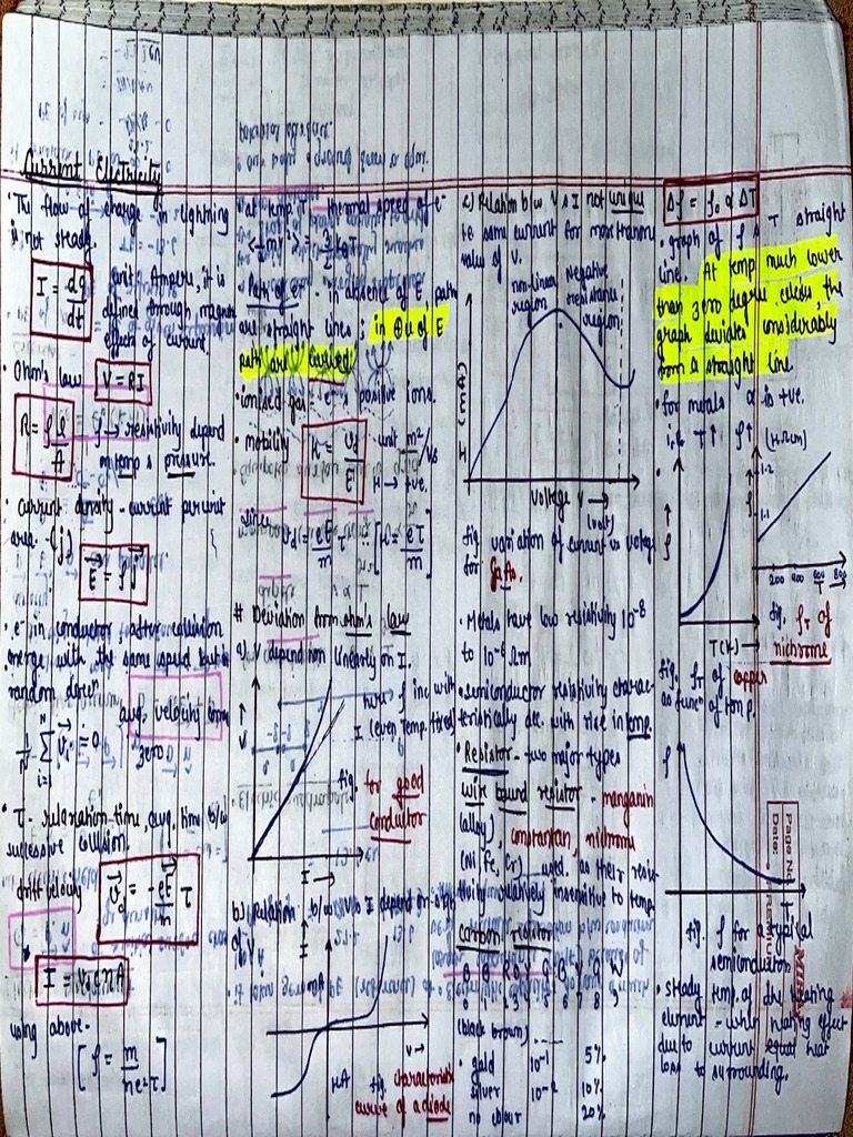 Current Electricity Short Notes | PDF