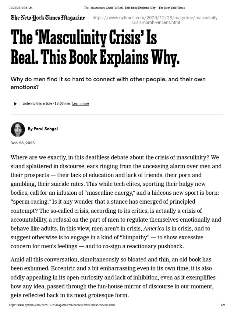 Understanding the Masculinity Crisis | PDF | Emotions | Masculinity