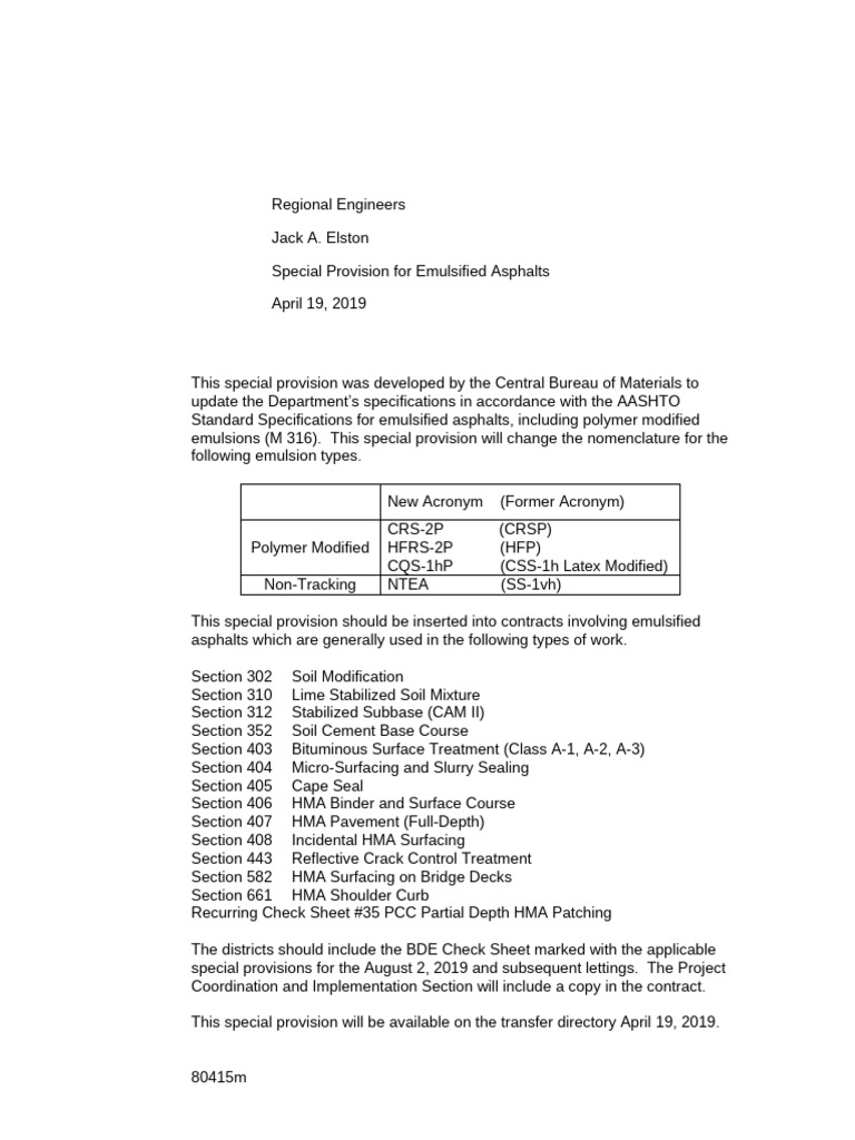 Emulsified Asphalts Specification Update | PDF | Emulsion | Road Surface