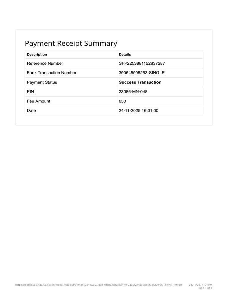 Payment Receipt Summary - SFP2253881152837287 | PDF