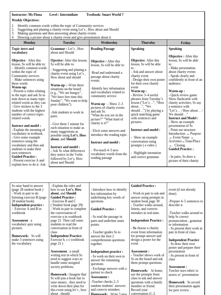 Community Service Charity Event Lessons | PDF | Reading Comprehension ...