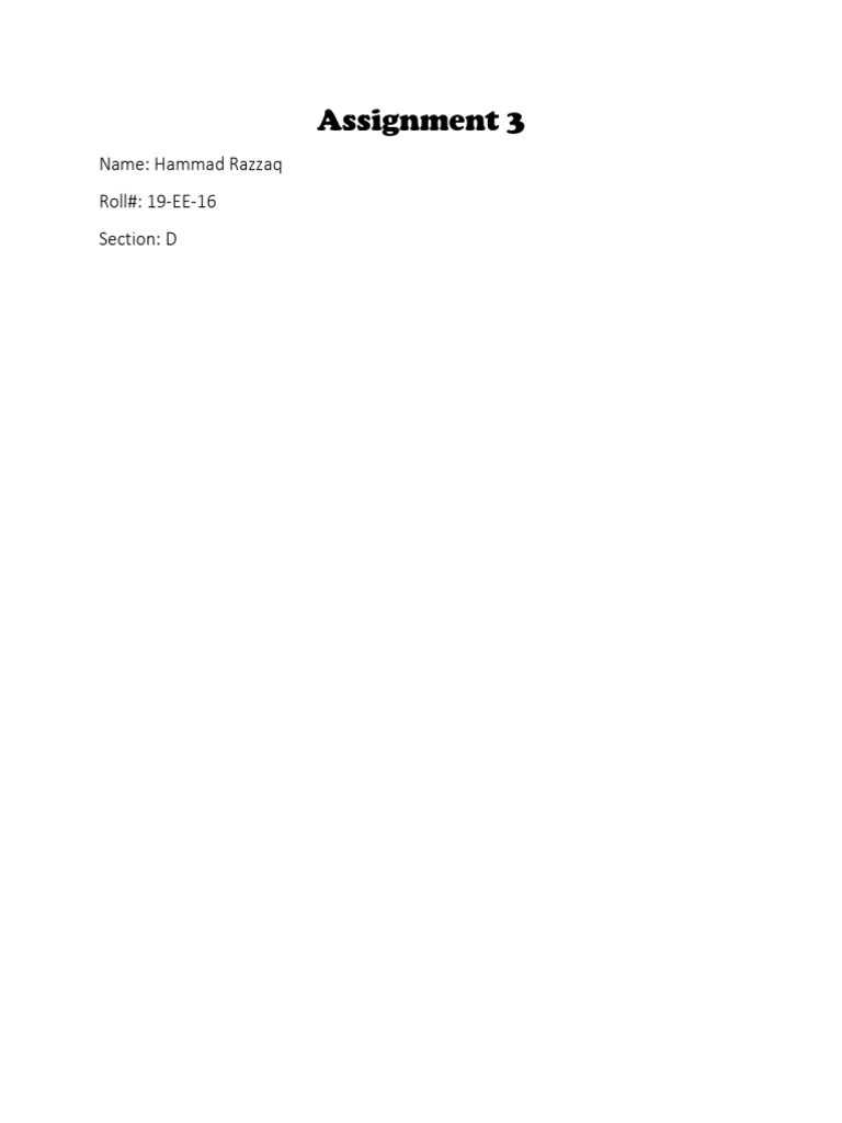 Assignment # 3 (19-EE-16) | PDF