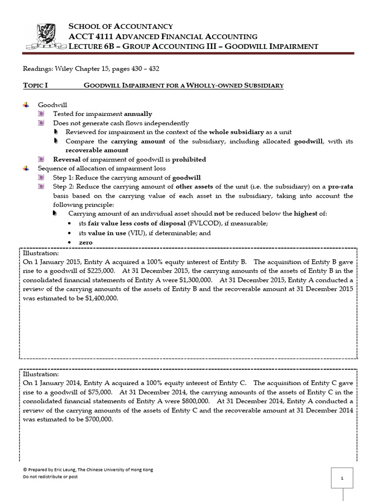Goodwill Impairment in Group Accounting | PDF | Goodwill (Accounting ...