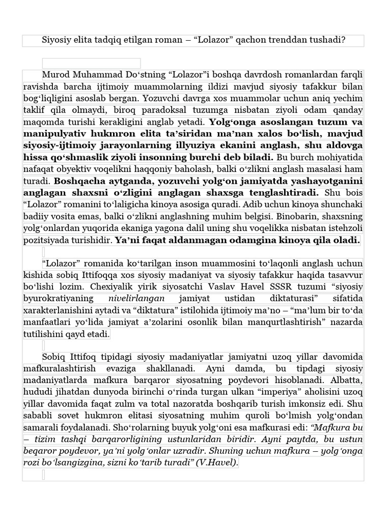 Lolazor Romani Haqida | PDF