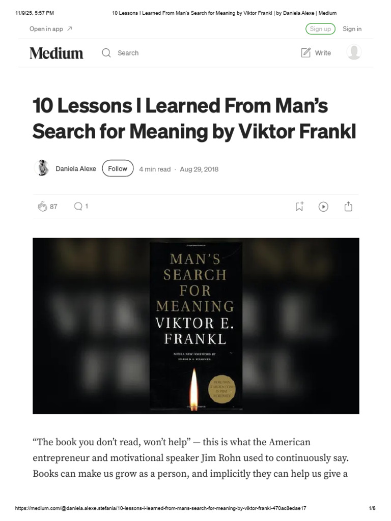 10 Lessons I Learned From Man’s Search for Meaning by Viktor Frankl ...