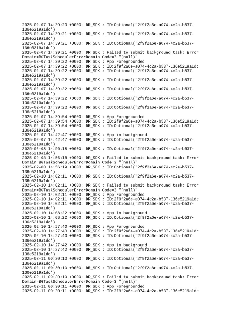 DR_SDK Background Task Errors Log | PDF